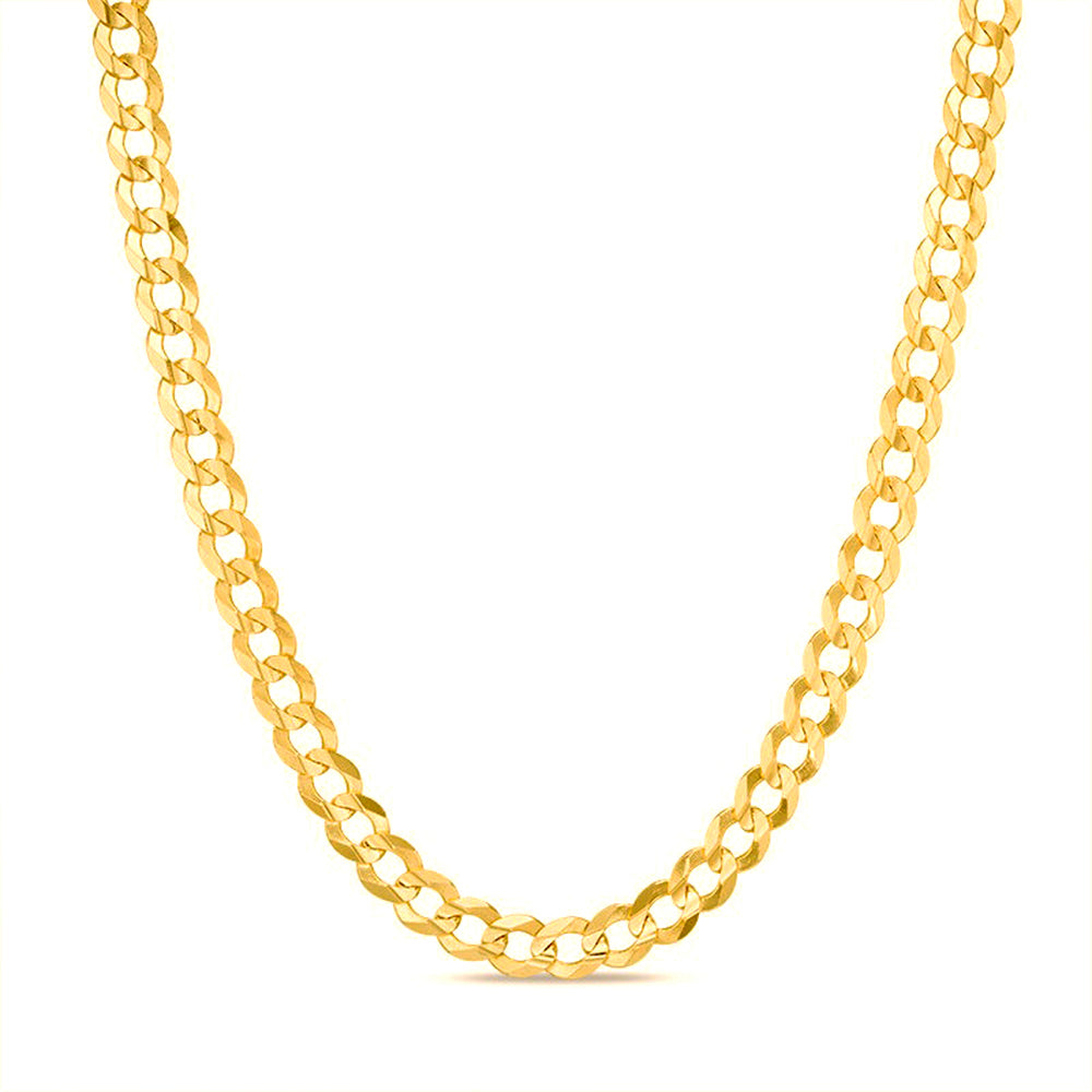 14K 4.5MM YELLOW GOLD SOLID CURB 16" CHAIN NECKLACE (AVAILABLE IN LENGTHS 7" - 30")