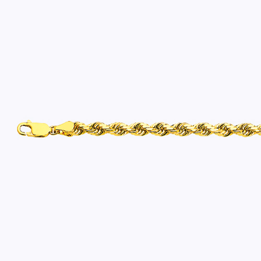 10K 5MM YELLOW GOLD SOLID DC ROPE 22" CHAIN NECKLACE (AVAILABLE IN LENGTHS 7" - 30")