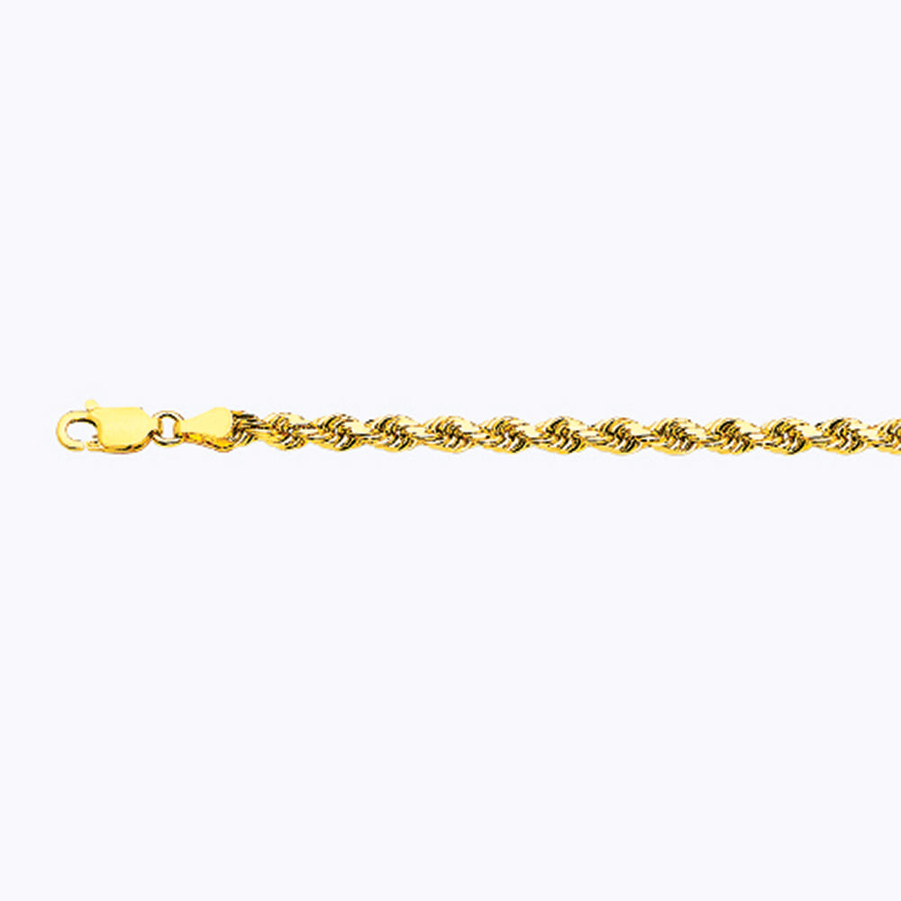 10K 3.5MM YELLOW GOLD SOLID DC ROPE 16" CHAIN NECKLACE (AVAILABLE IN LENGTHS 7" - 30")