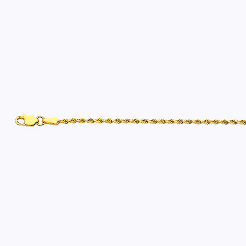 10K 2MM YELLOW GOLD SOLID DC ROPE 22" CHAIN NECKLACE (AVAILABLE IN LENGTHS 7" - 30")