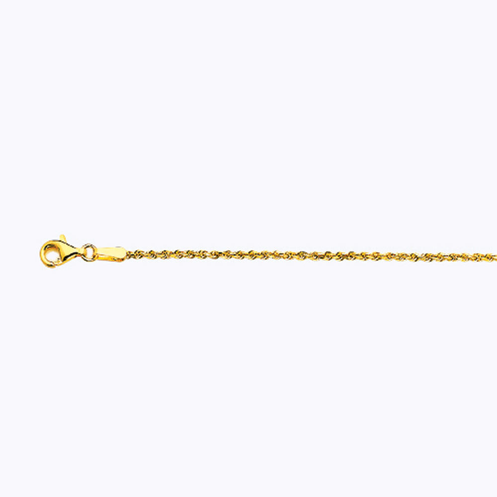 14K 1MM YELLOW GOLD SOLID DC ROPE 24" CHAIN NECKLACE (AVAILABLE IN LENGTHS 7" - 30")