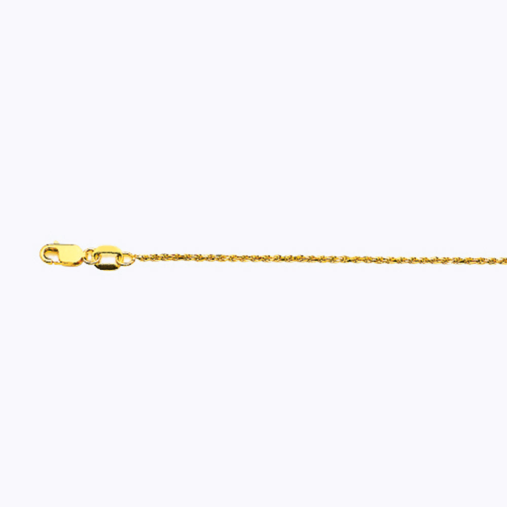 10K 1MM YELLOW GOLD SOLID DC ROPE 16" CHAIN NECKLACE (AVAILABLE IN LENGTHS 7" - 30")