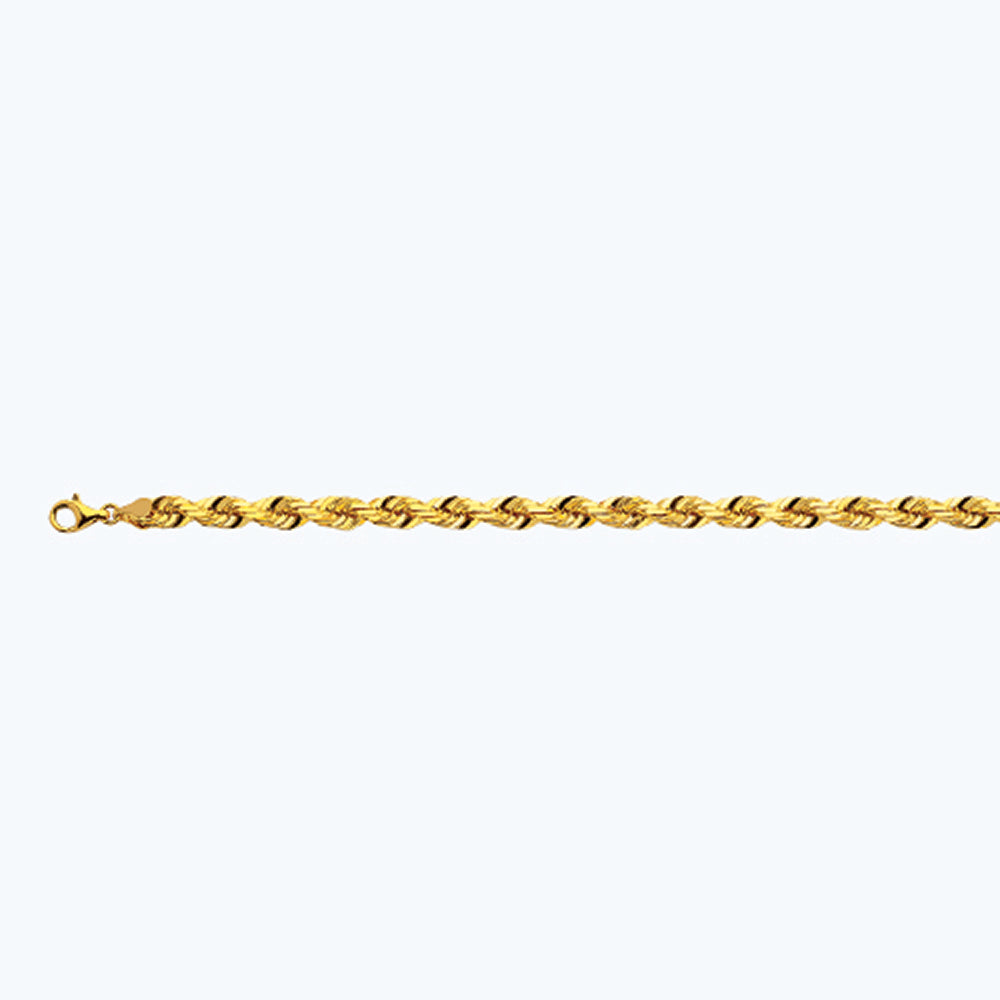 14K 6MM YELLOW GOLD SOLID DC ROPE 16" CHAIN NECKLACE (AVAILABLE IN LENGTHS 7" - 30")