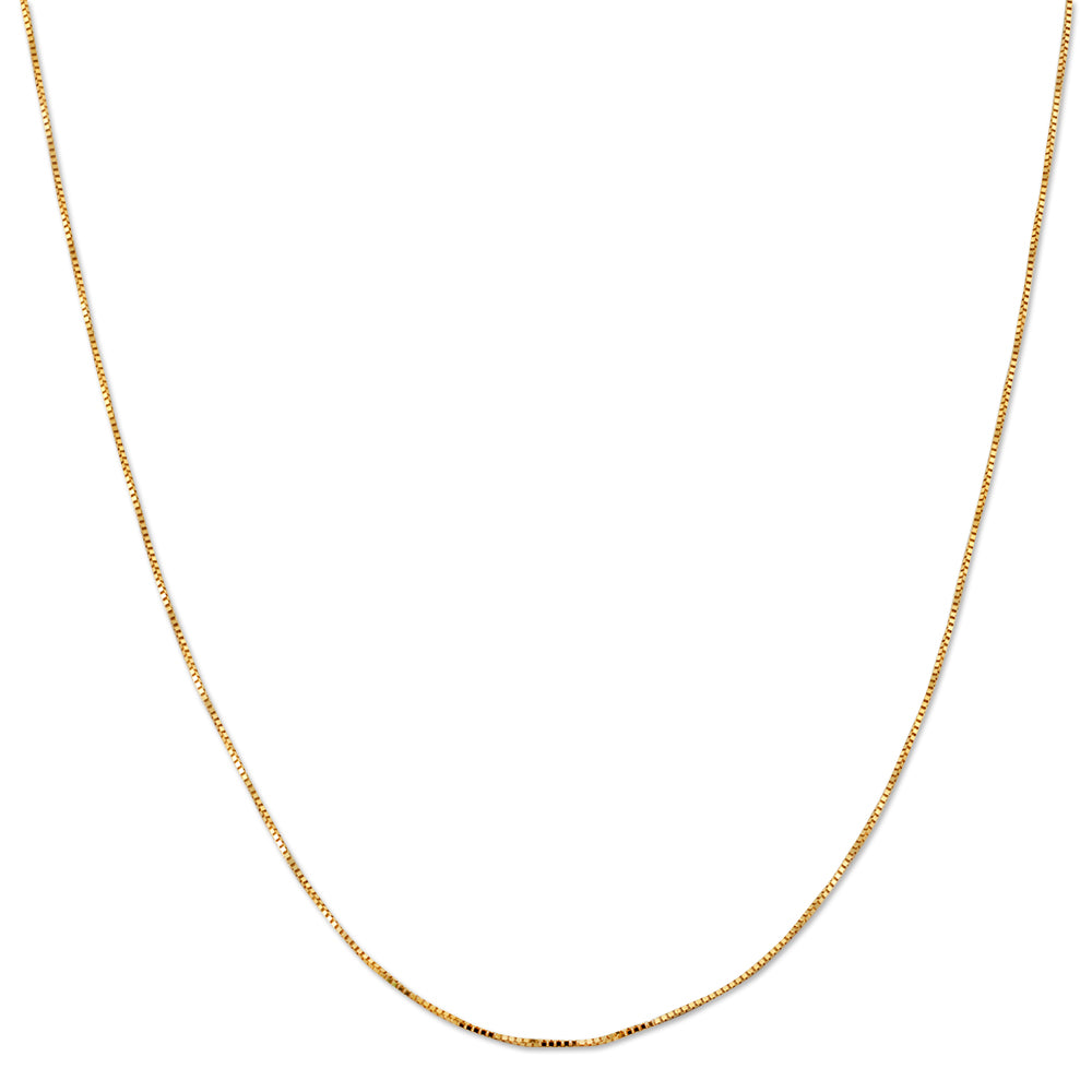 10K YELLOW GOLD BOX 078 GAUGE 18" CHAIN NECKLACE (AVAILABLE IN LENGTHS 7" - 30")