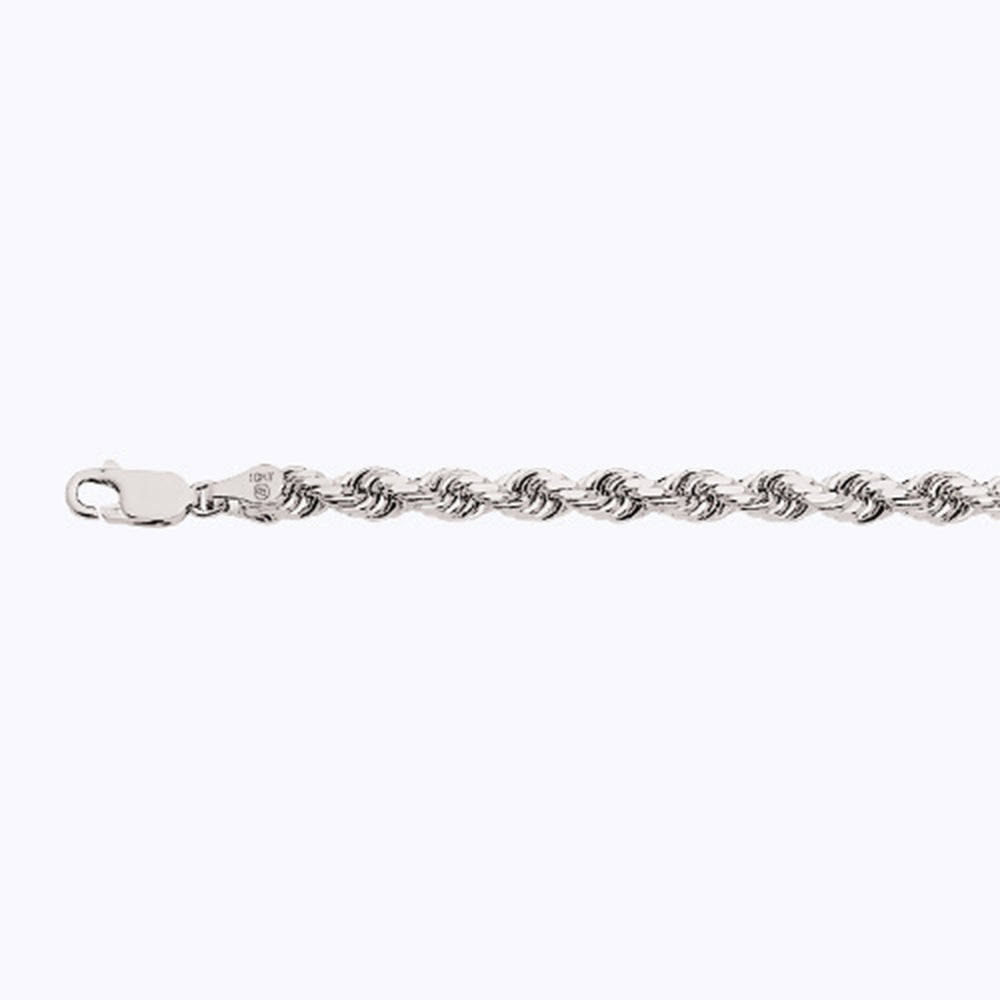 14K 5MM WHITE GOLD SOLID DC ROPE 16" CHAIN NECKLACE (AVAILABLE IN LENGTHS 7" - 30")