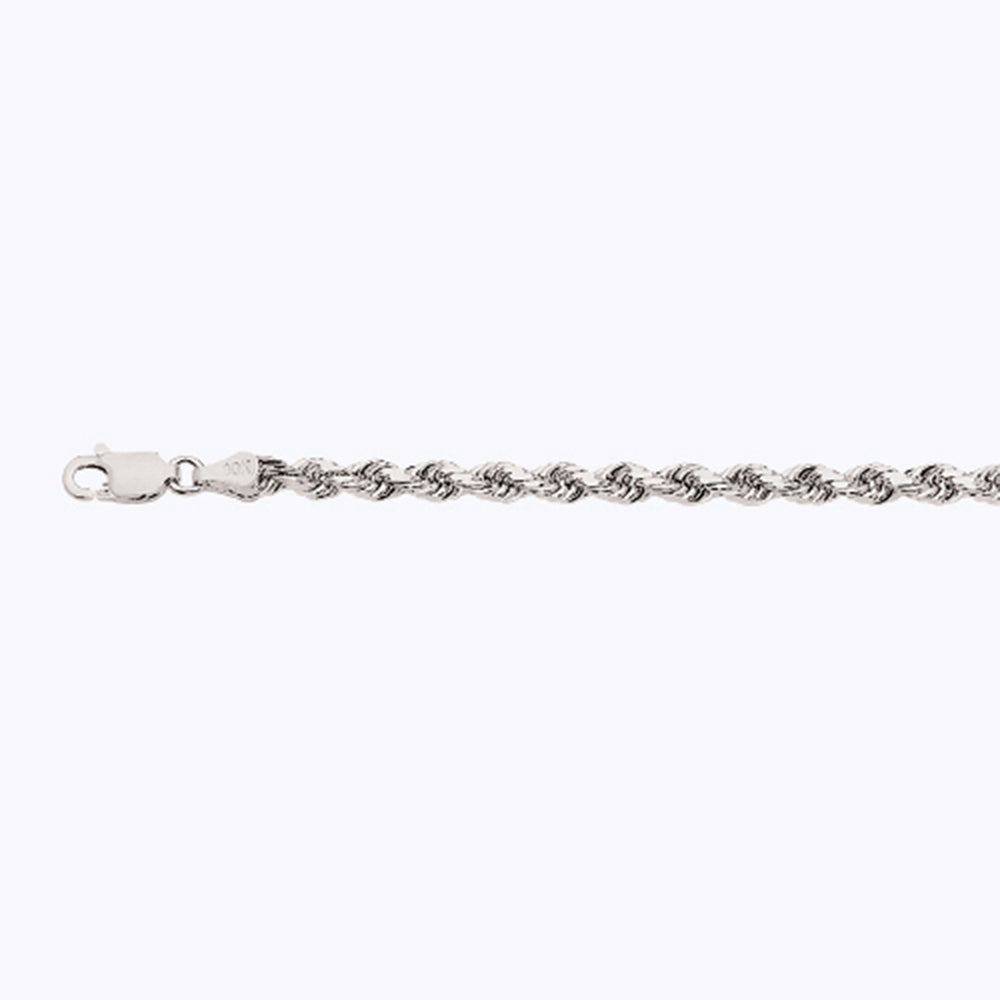 14K 3.5MM WHITE GOLD SOLID DC ROPE 30" CHAIN NECKLACE (AVAILABLE IN LENGTHS 7" - 30")