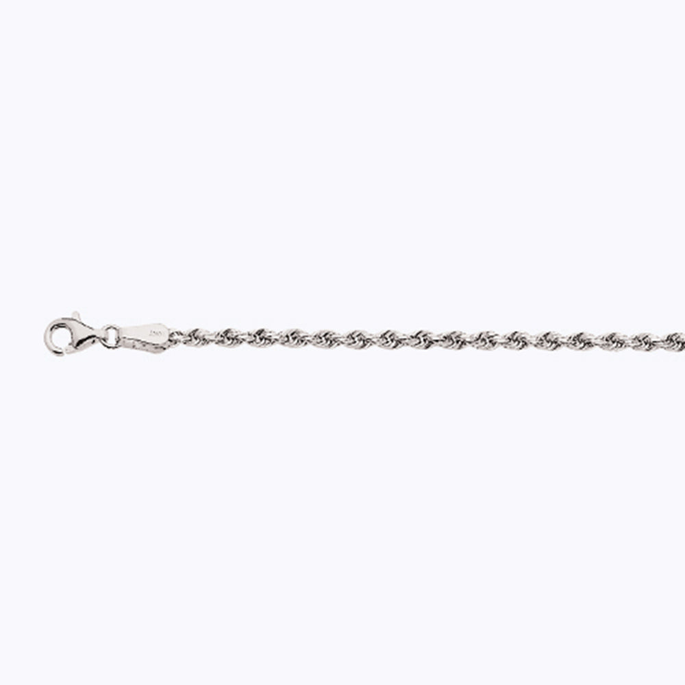 14K 2.5MM WHITE GOLD SOLID DC ROPE 28" CHAIN NECKLACE (AVAILABLE IN LENGTHS 7" - 30")