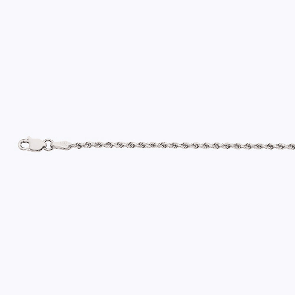 14K 2MM WHITE GOLD SOLID DC ROPE 16" CHAIN NECKLACE (AVAILABLE IN LENGTHS 7" - 30")