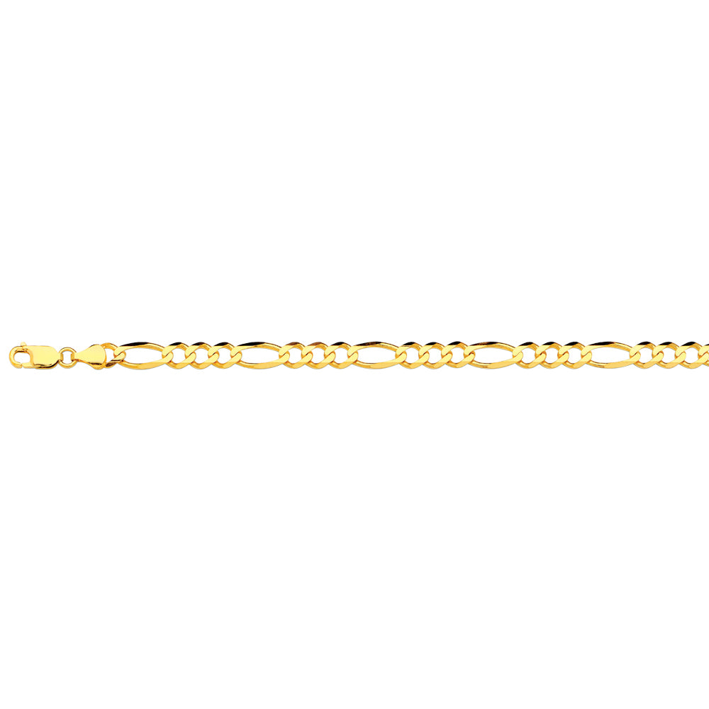 14K 6.5MM YELLOW GOLD SOLID FIGARO 16" CHAIN NECKLACE (AVAILABLE IN LENGTHS 7" - 30")