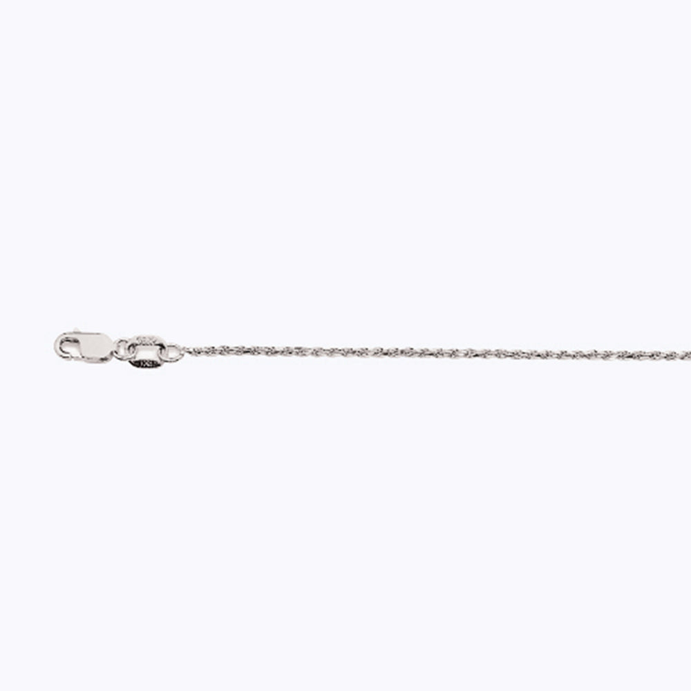 14K 1MM WHITE GOLD SOLID DC ROPE 16" CHAIN NECKLACE (AVAILABLE IN LENGTHS 7" - 30")