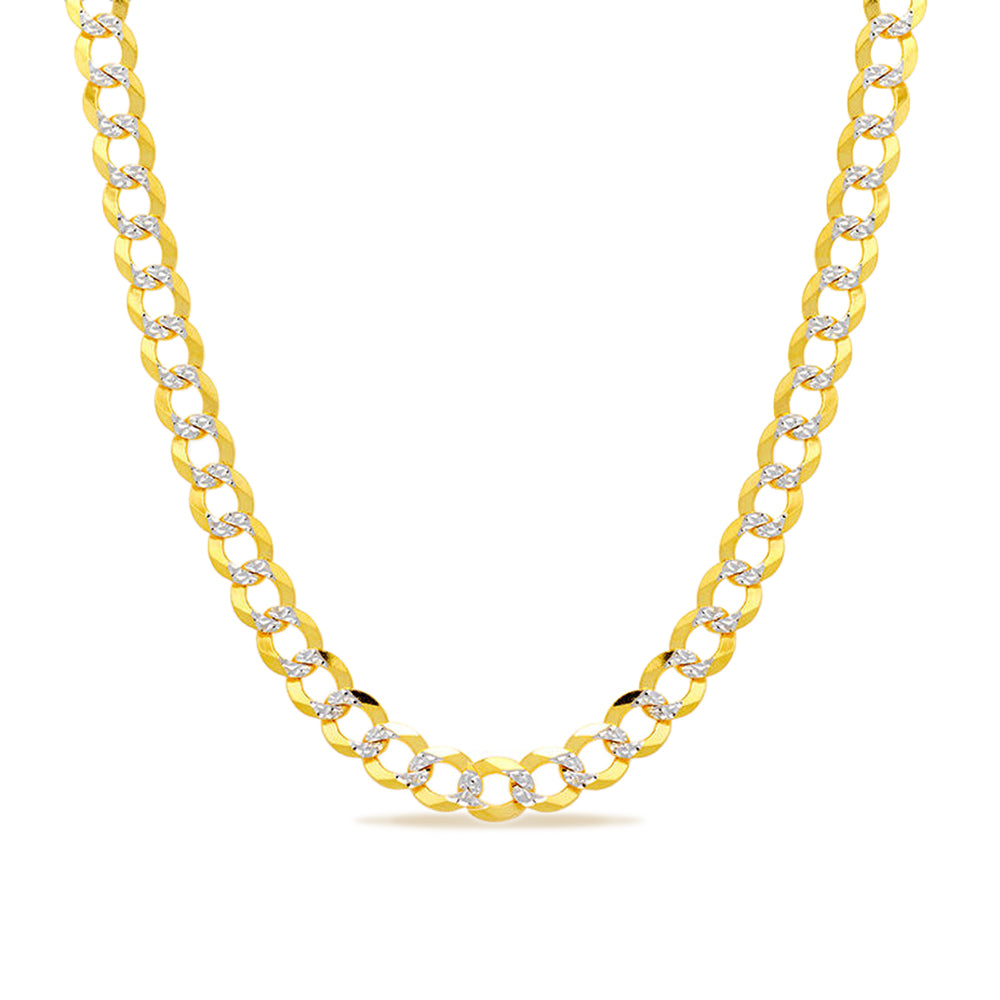 14K 5.5MM YELLOW GOLD SOLID PAVE CURB 30" CHAIN NECKLACE (AVAILABLE IN LENGTHS 7" - 30")