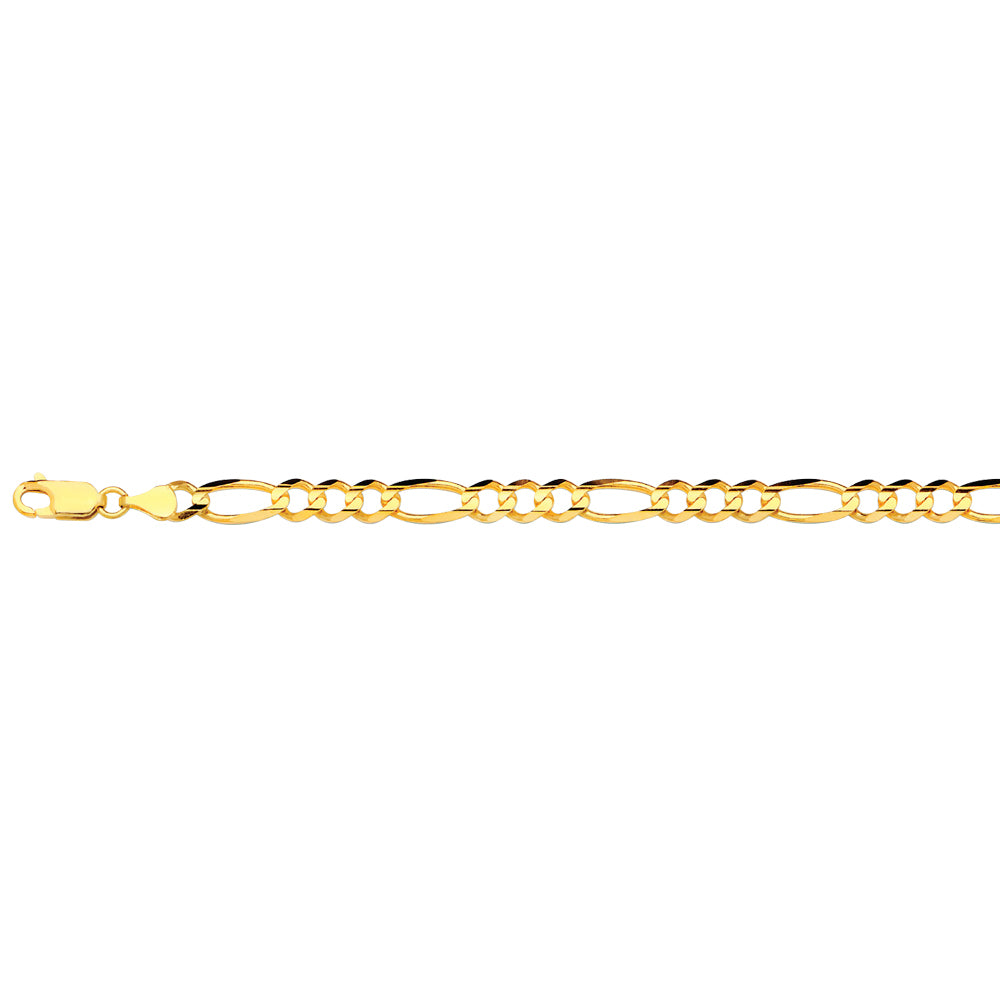 14K 5.5MM YELLOW GOLD SOLID FIGARO 16" CHAIN NECKLACE (AVAILABLE IN LENGTHS 7" - 30")