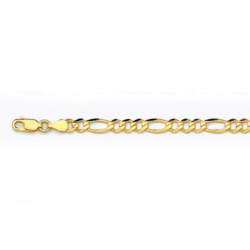 14K 4.5MM YELLOW GOLD SOLID FIGARO 20" CHAIN NECKLACE (AVAILABLE IN LENGTHS 7" - 30")