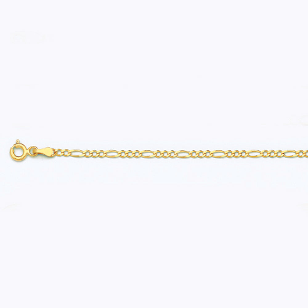 14K 2MM YELLOW GOLD SOLID FIGARO 16" CHAIN NECKLACE (AVAILABLE IN LENGTHS 7" - 30")