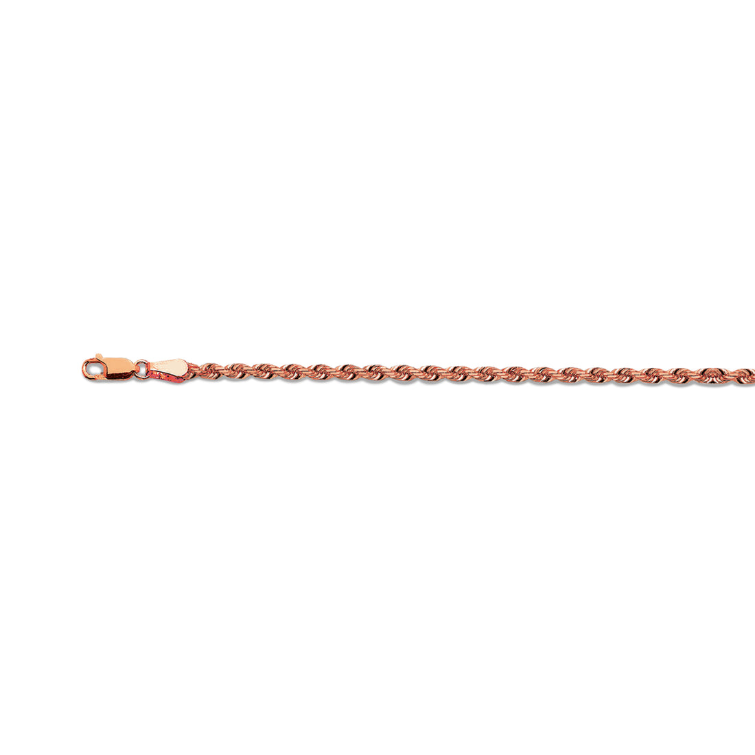 10K 3MM ROSE GOLD SOLID DC ROPE 20" CHAIN NECKLACE (AVAILABLE IN LENGTHS 7" - 30")