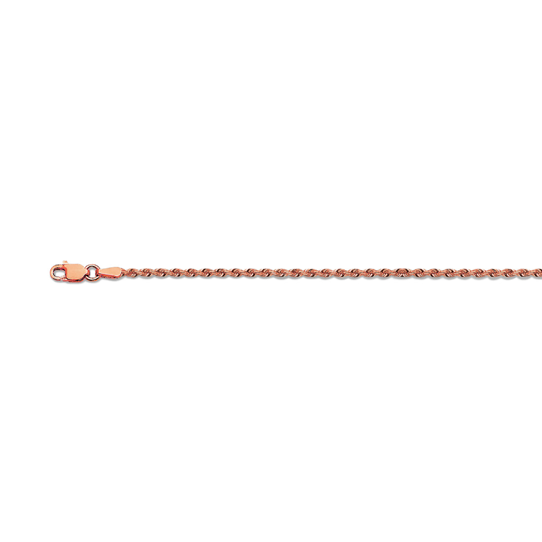 14K 2.5MM ROSE GOLD SOLID DC ROPE 16" CHAIN NECKLACE (AVAILABLE IN LENGTHS 7" - 30")