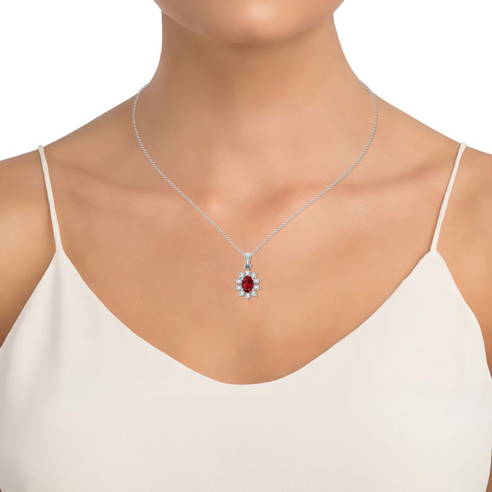 10K 0.06ct Diamond Ruby Pendant