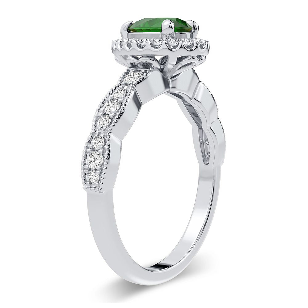 14K 0.28CT Diamond Emerald Ring