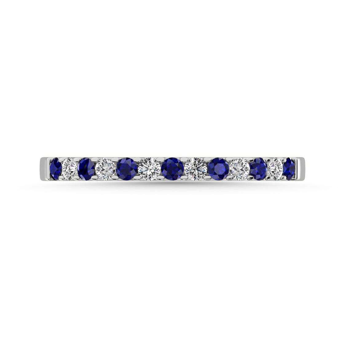 14K White Gold 1/4 Ctw Alternate Blue Sapphire & Diamond Machine Band