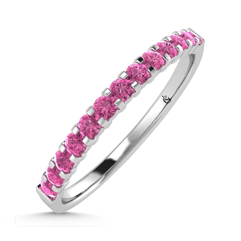 Pink Sapphire 1/4 Ct.Tw. Machine Band in 14K White Gold