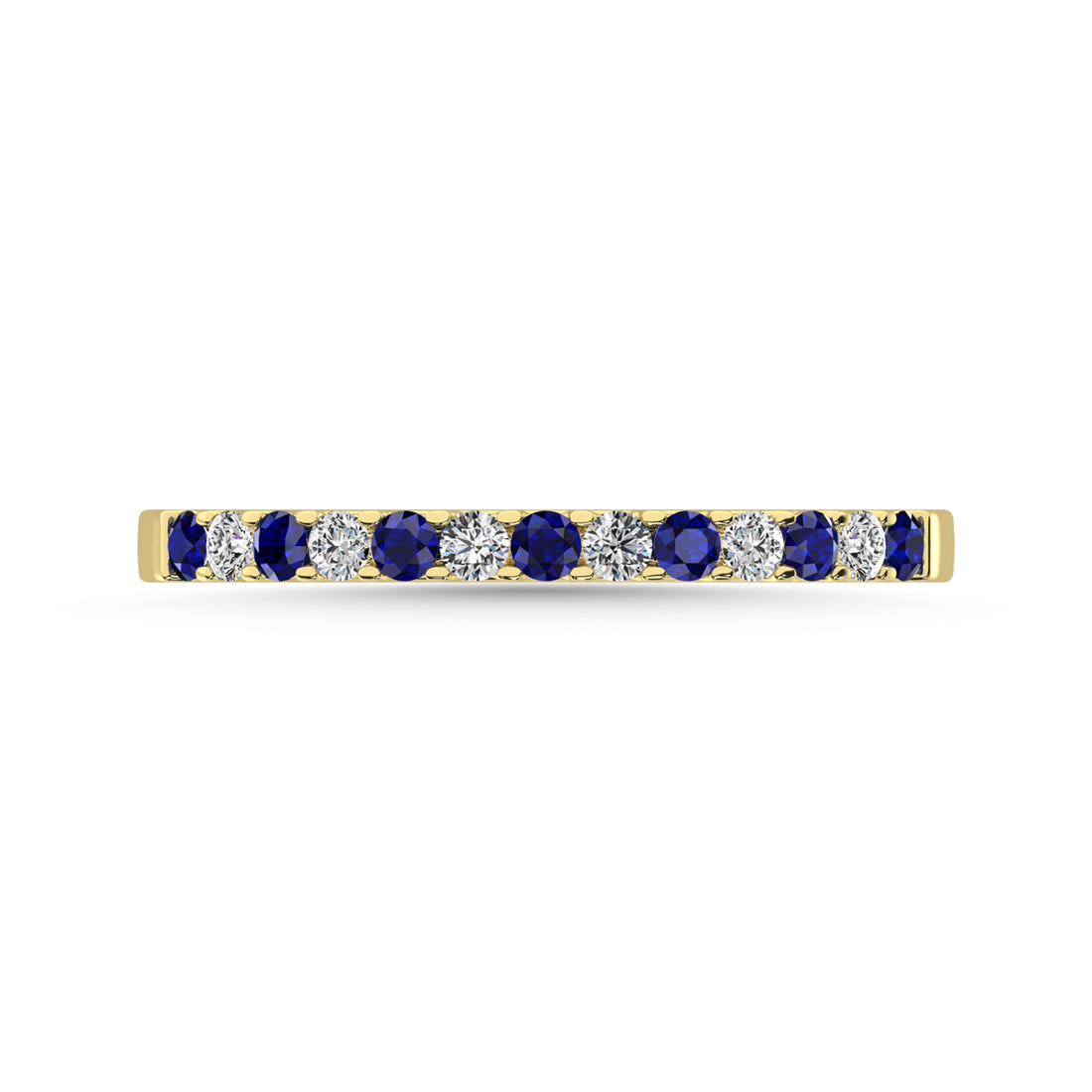 14K White Gold Alternate Blue Sapphire & Diamond 1/5 Ct.Tw. Machine Band