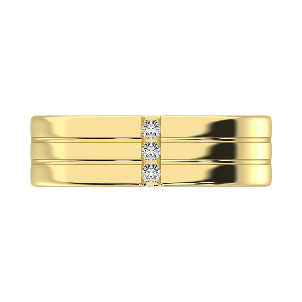 Diamond 1/10 Ct.Tw. Mens Machine Band in 10K Yellow Gold