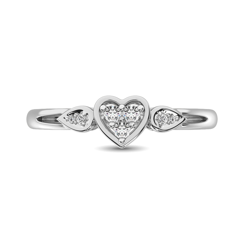 10K White Gold 1/10 Ct.Tw.Diamond Heart Ring