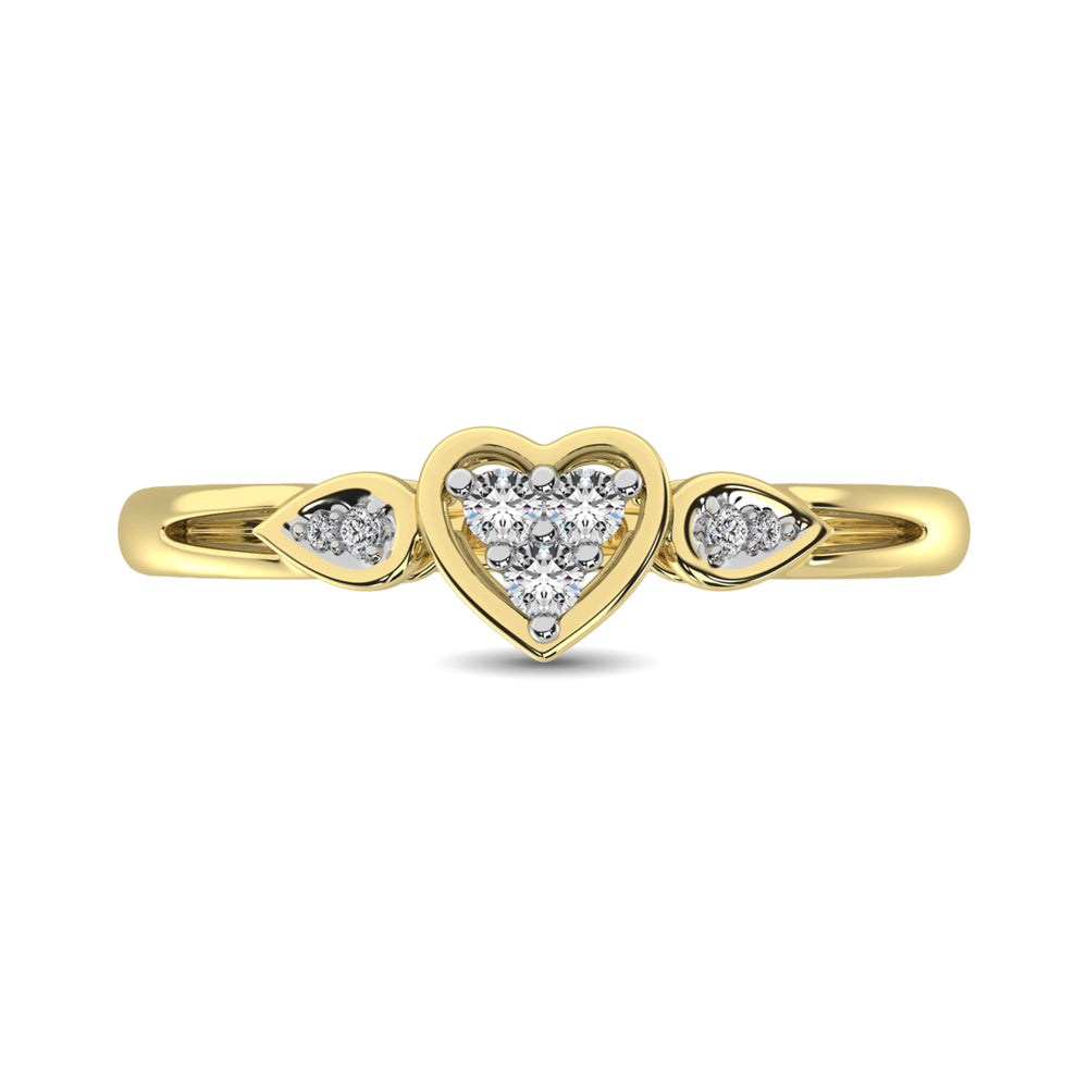 10K Yellow Gold 1/10 Ct.Tw.Diamond Heart Ring