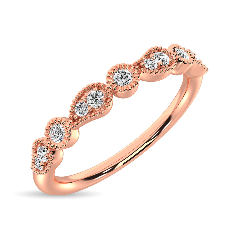 14K Rose Gold 1/10 Ctw Diamond Stackable Band