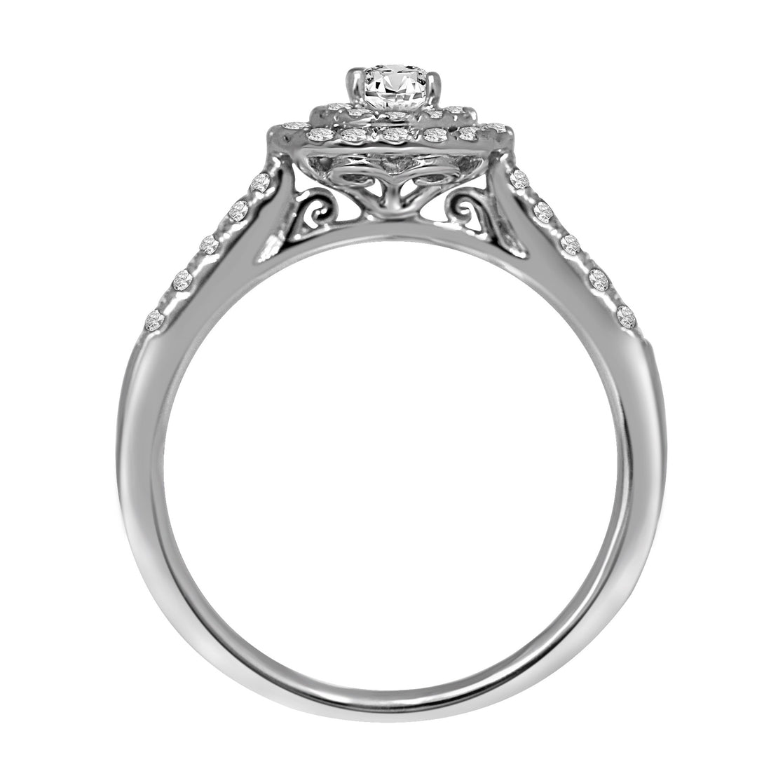 14K White Gold 1/2 Ct.Tw.Diamond Halo Engagement Ring