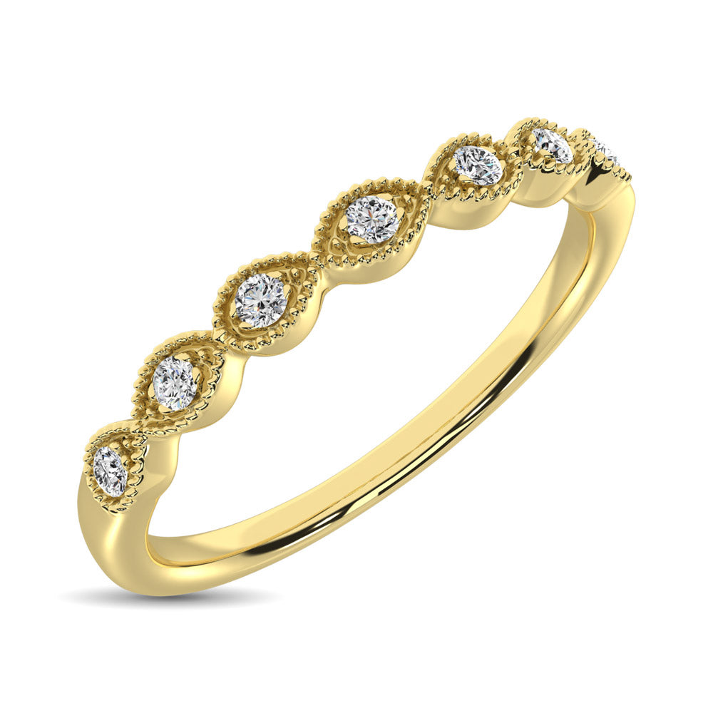 14K Yellow Gold 1/20 Ct.Tw. Diamond Stackable Band