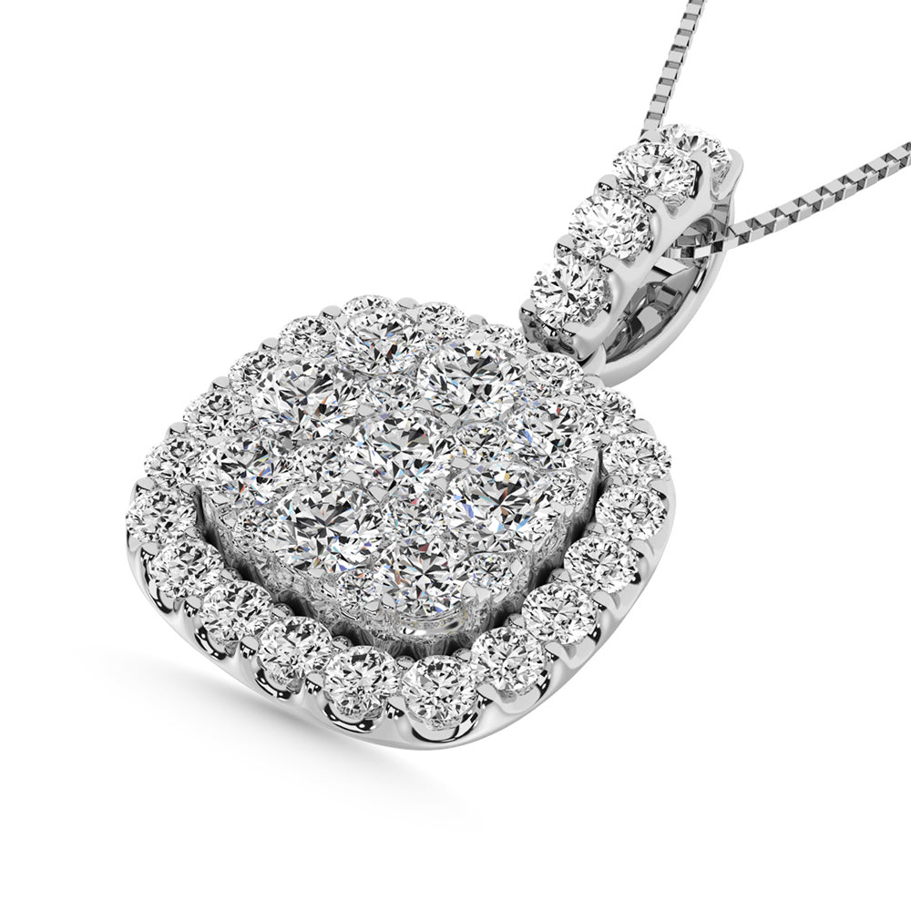 14K White Gold 1/2 Ctw Invisible Diamond Fashion Pendant