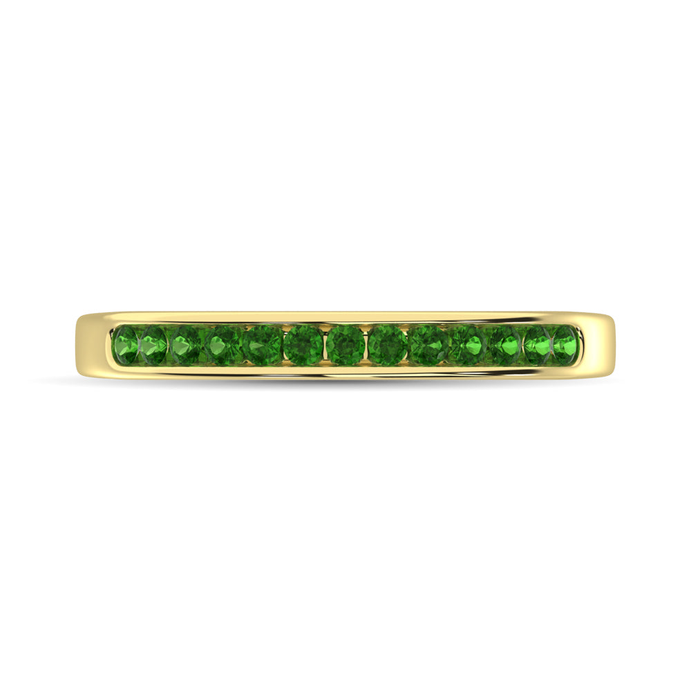 14K Yellow Gold 1/5 Ctw Tsavorite Machine Band