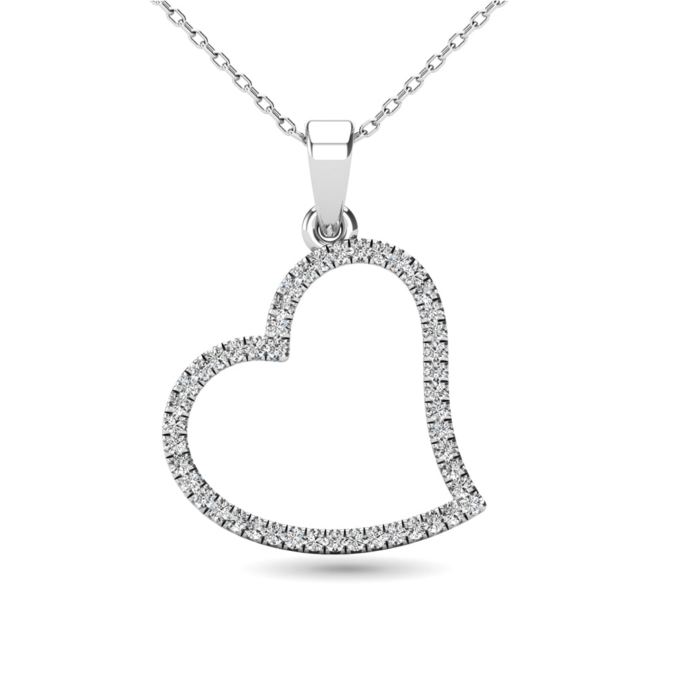 10K White Gold 1/6 Ct.tw Diamond Heart Pendant