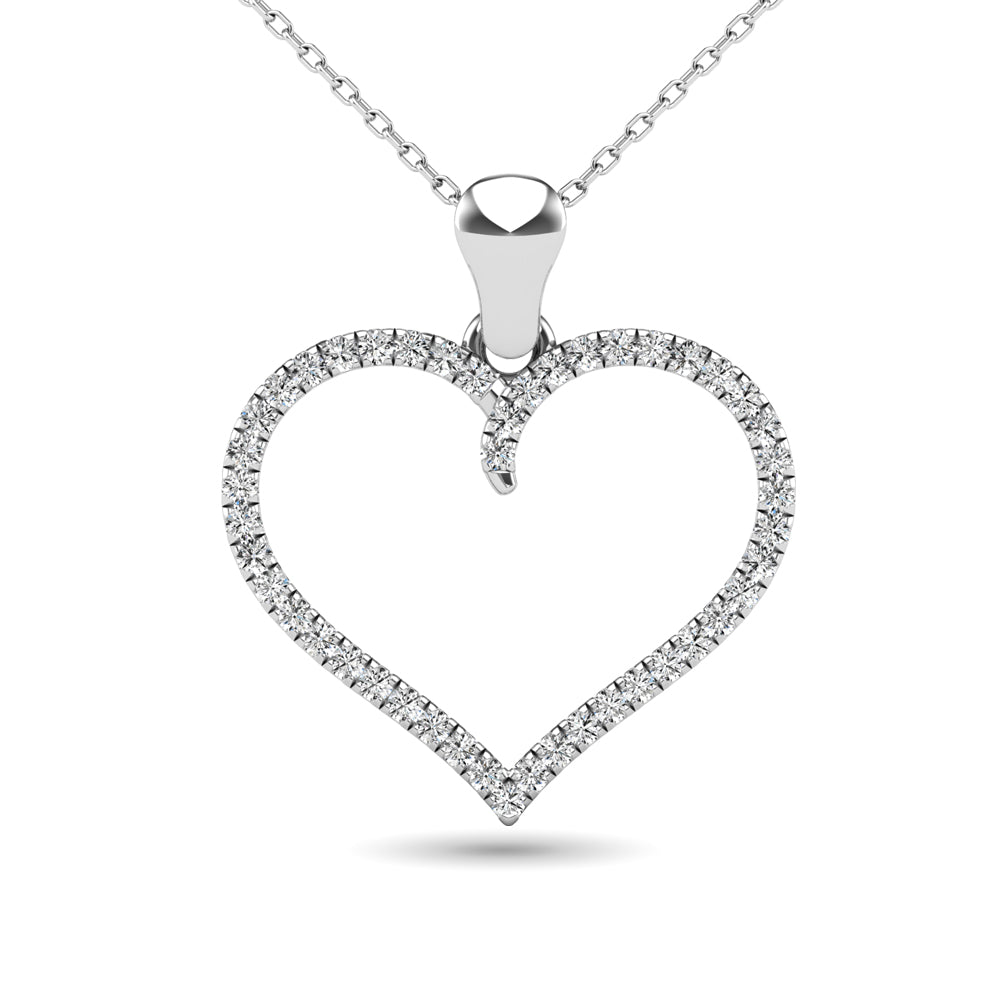 10K White Gold 1/6 Ct.tw Diamond Heart Pendant