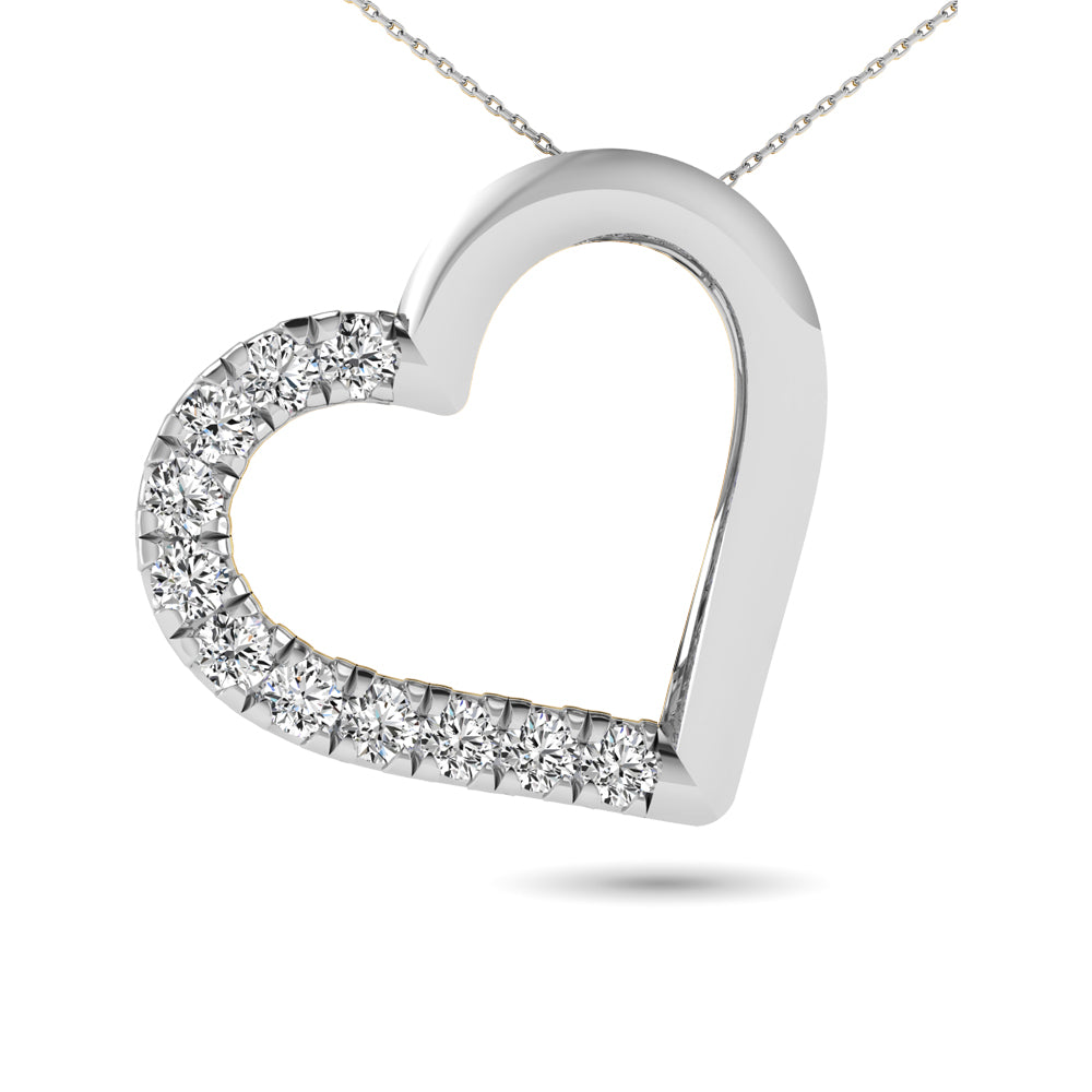 10K White Gold 1/10 Ctw Diamond Heart Pendant