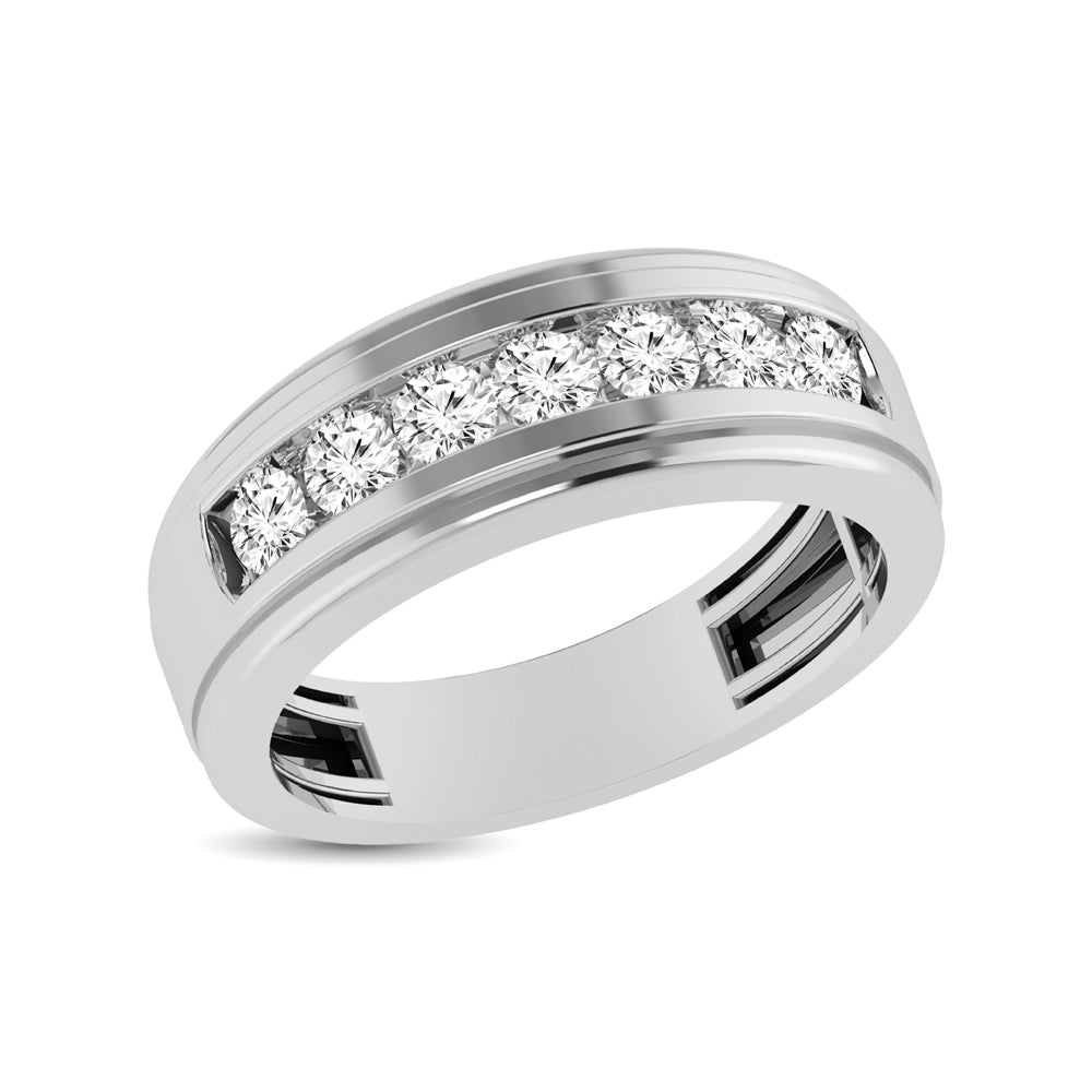 10K White Gold 1/4 Ct.Tw. Diamond Satin Finish Mens Band