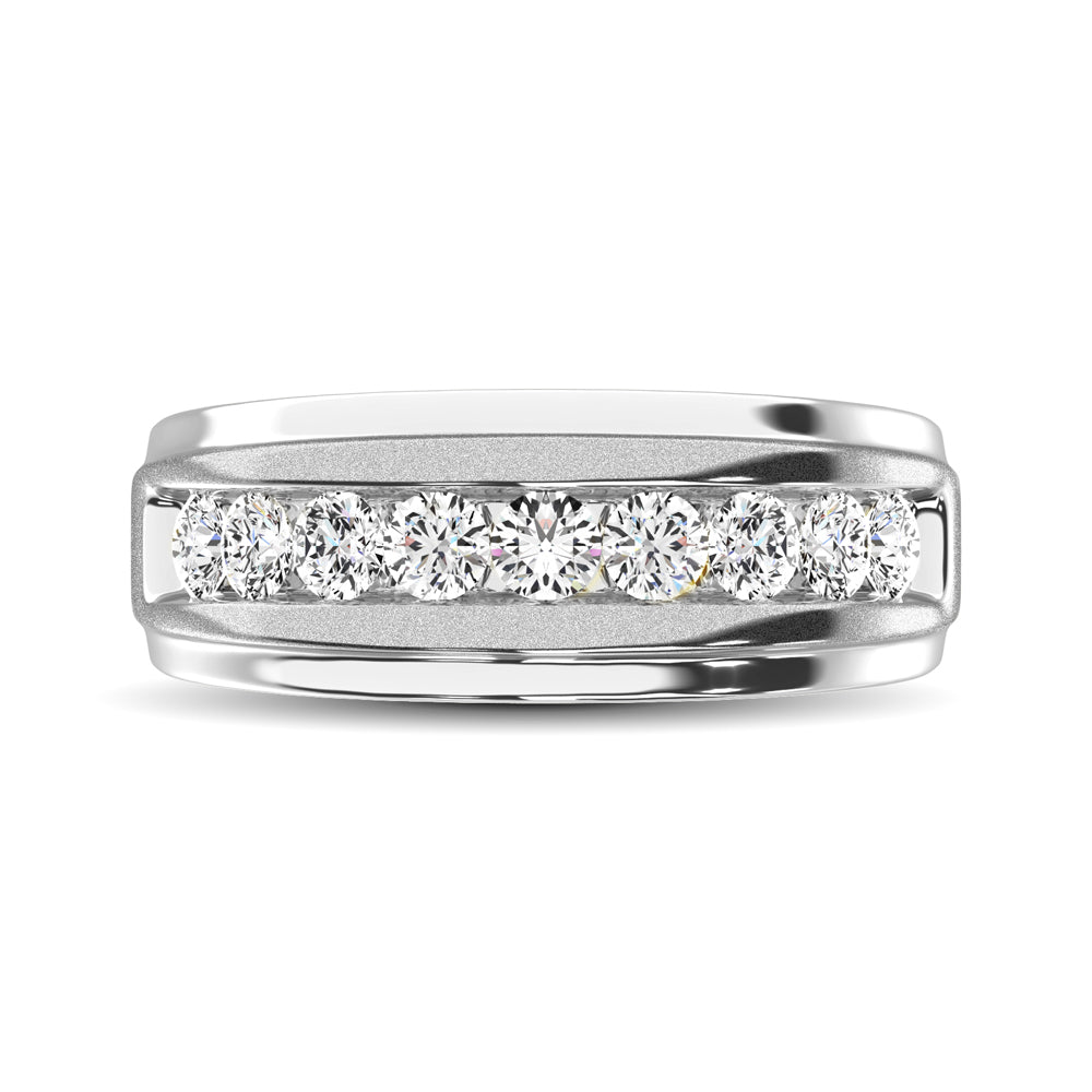 10K White Gold 1/2 Ct.Tw. Diamond Satin Finish Mens Band