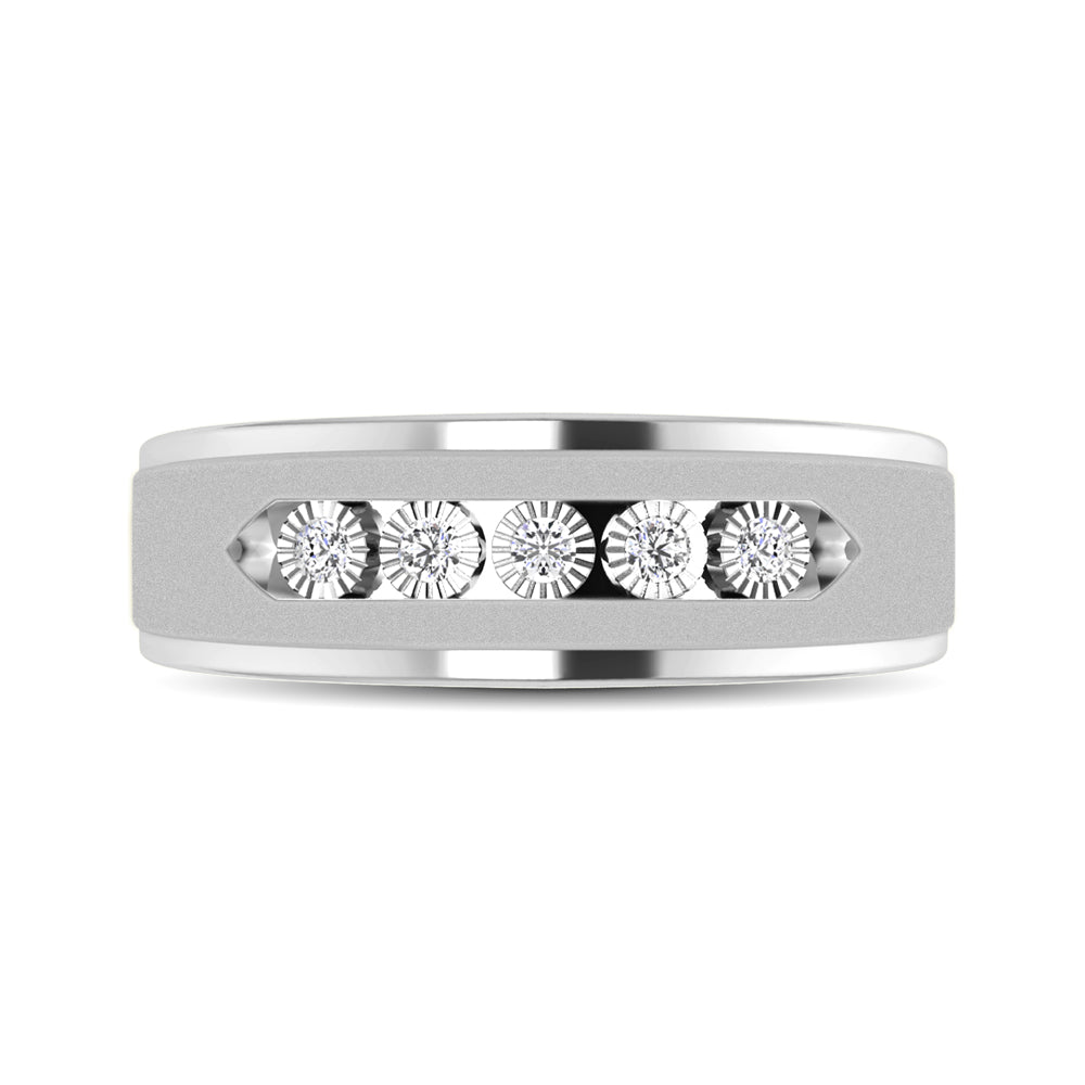 10K White Gold 1/6 Ct.Tw. Diamond Illusion Mens Band