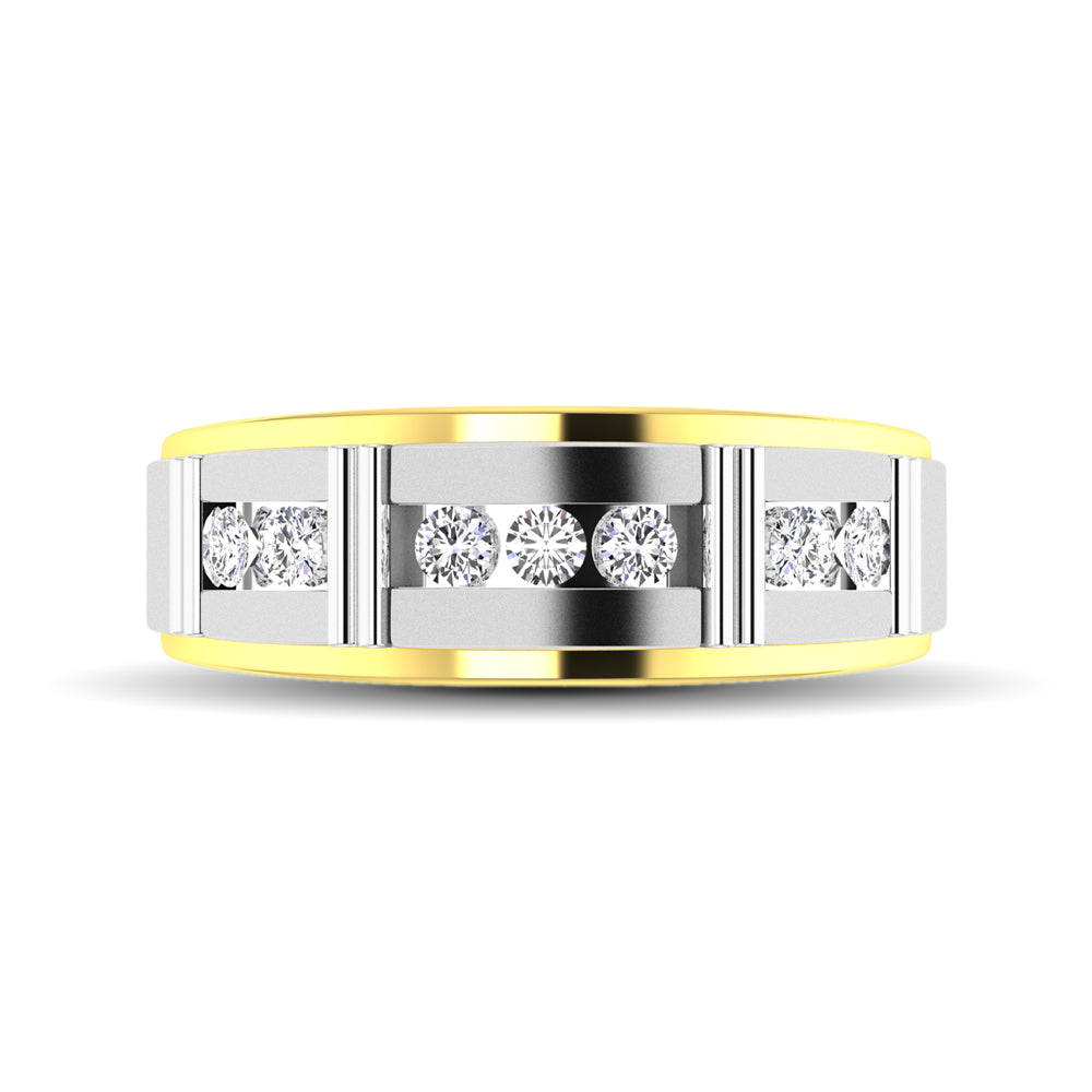 10K Two Tone 1/10 Ct.Tw. Diamond 7 stone Mens Band