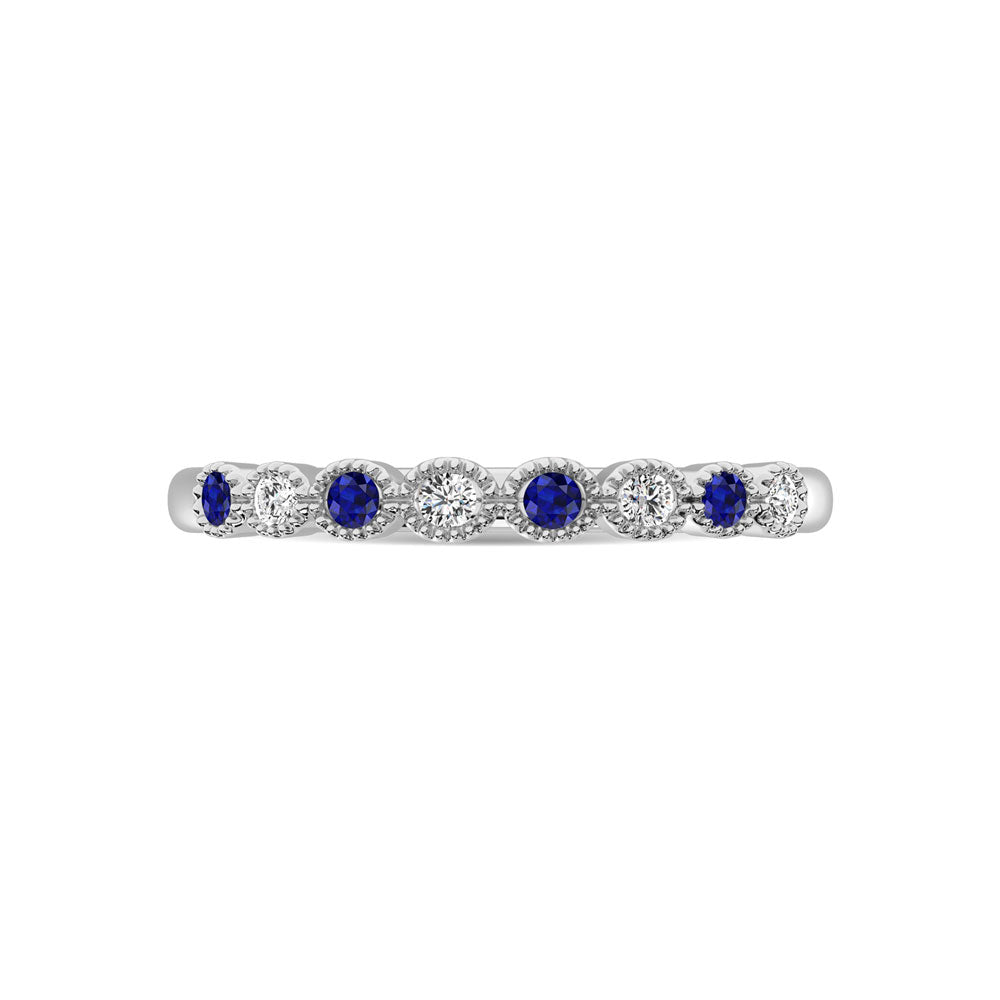 Diamond 1/5 Ct.Tw. & Alternate Blue Sapphire Band in 14K White Gold