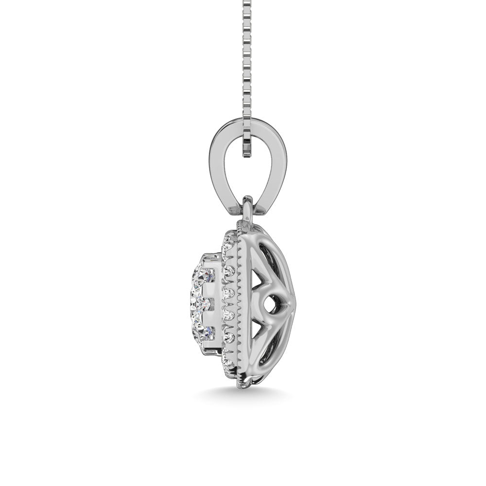 Diamond 1/2.Tw. Cluster Pendant in 14K White Gold