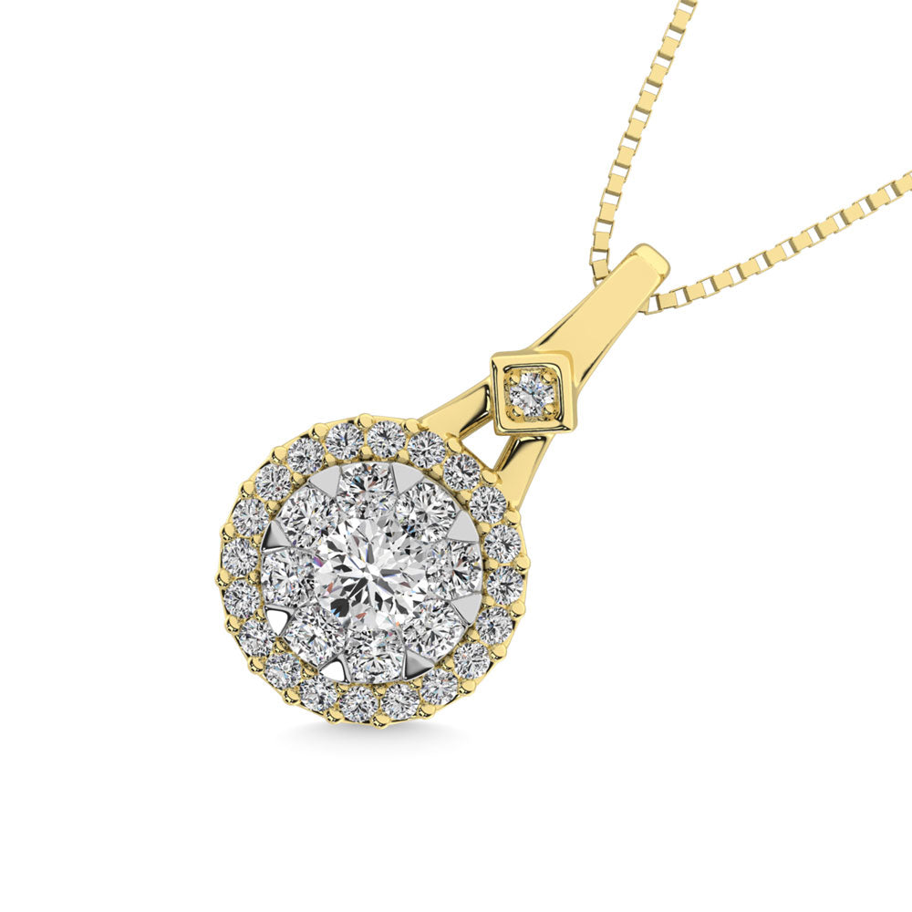 Diamond 3/8 Ct.Tw. Round Shape Cluster Pendant in 10K Yellow Gold