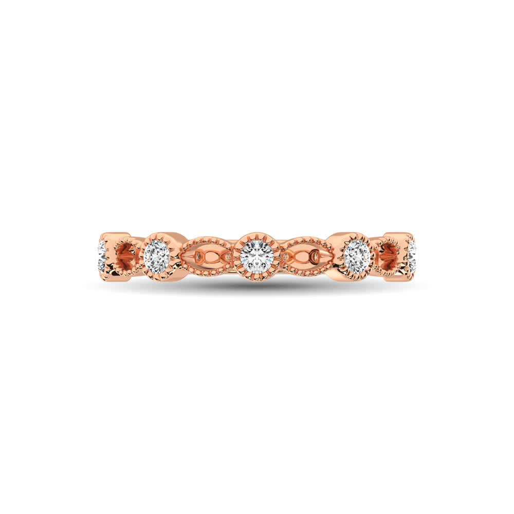 14K Rose Gold 1/6 Ctw Diamond Band