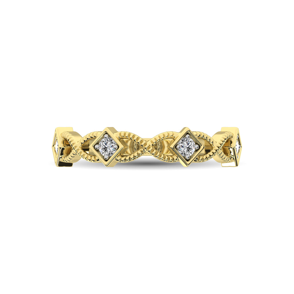 14K Yellow Gold 1/8 Ctw Diamond Band