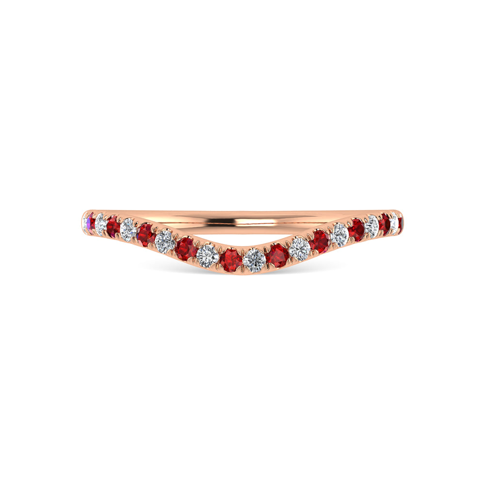 14K Rose Gold Ruby And Diamond 1/5 Ct.Tw. Curve Band