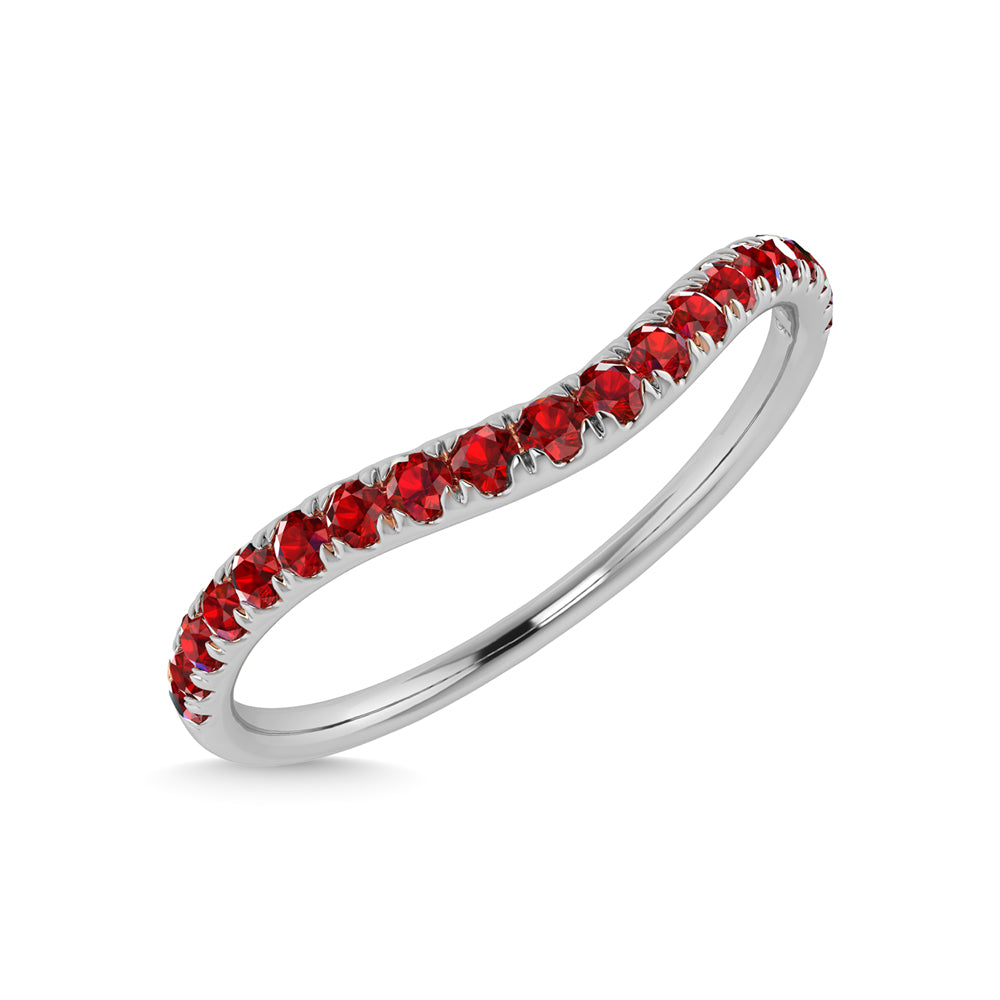 14K White Gold Ruby 1/5 Ct.Tw. Curve Band