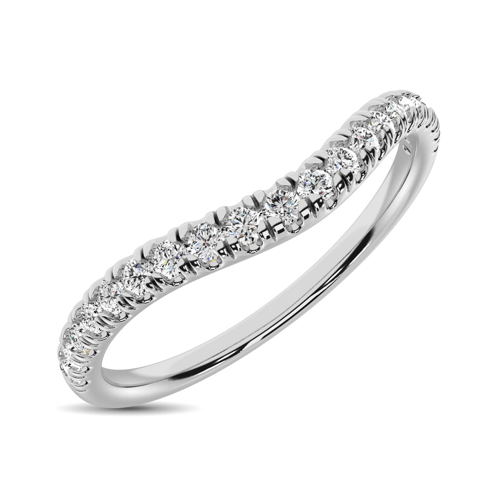 14K White Gold 1/6 Ct.tw Contour Band Ring