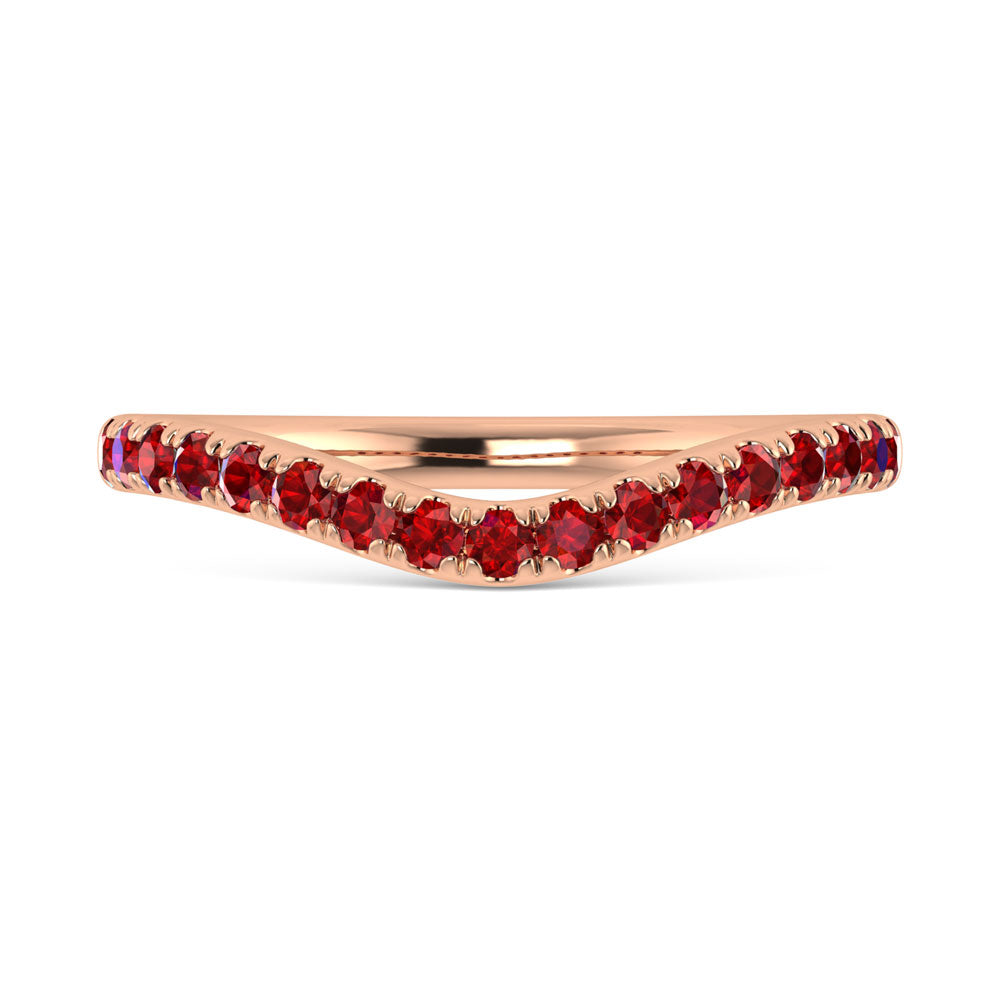 14K Rose Gold 1/3 Ct.Tw. Ruby Curve Band