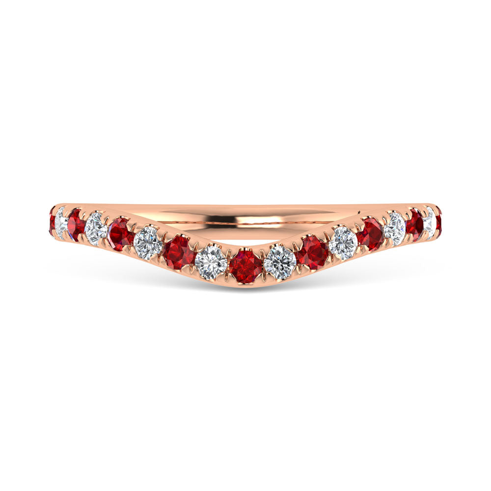 14K Rose Gold Ruby and Diamond 1/3 Ct.Tw.  Ruby Curve Band